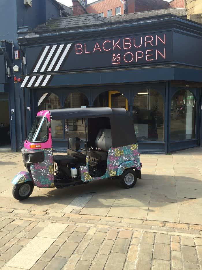 'Blackburn is Open' town centre campaign tuk tuk