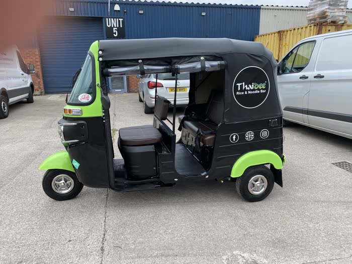 ThaiBee Rice & Noodle Bar tuk tuk in black and lime green