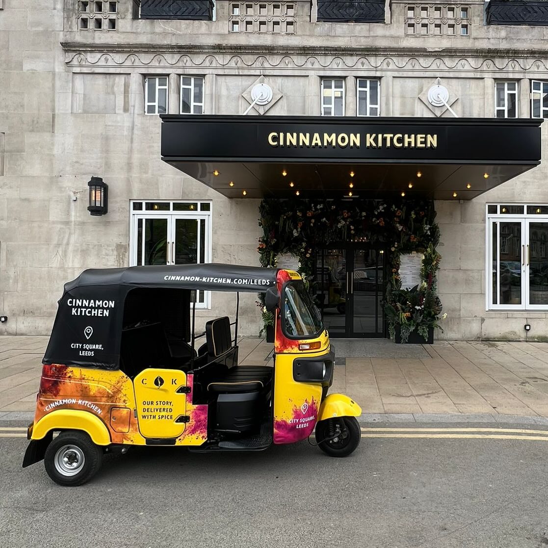 Look out for the @cinnamonkitchenleeds Tuk Tuk around Leeds city centre this week publicising the new restaurant opening — Tuk Tuk UK
